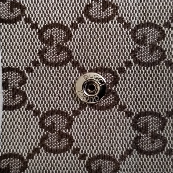 GUCCI BROWN/TAN MONOGRAM CANVAS & CREAM LEATHER WALLET ~ AUTHENTIC ~ GOOD COND - Picture 11 of 12
